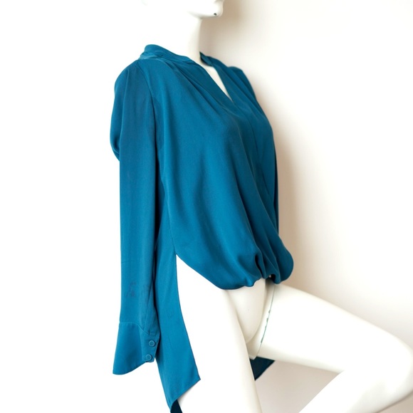 BCBG MaxAzria Tunic Blouse - Teal Blue - Size XXS fits 0-2 - Picture 2 of 9